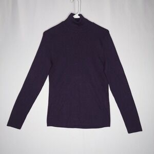 Chicos Turtleneck Sweater Women Medium 1 Purple Rib Knit Pullon Long Sleeve